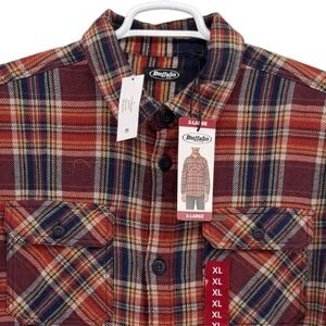 Buffalo David Bitton Scottie Mens XL Red Plaid Flannel Button Down Shirt NEW